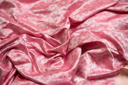 Pink Jamdani Pattern Mushru Silk Saree