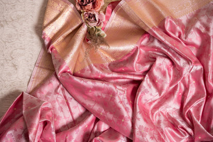 Pink Jamdani Pattern Mushru Silk Saree