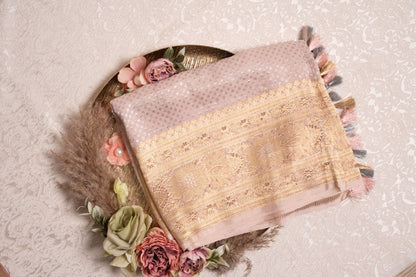 Dusty Lilac Gold Zari Banarasi  Saree