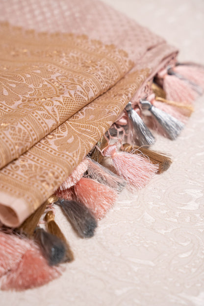 Dusty Lilac Gold Zari Banarasi  Saree