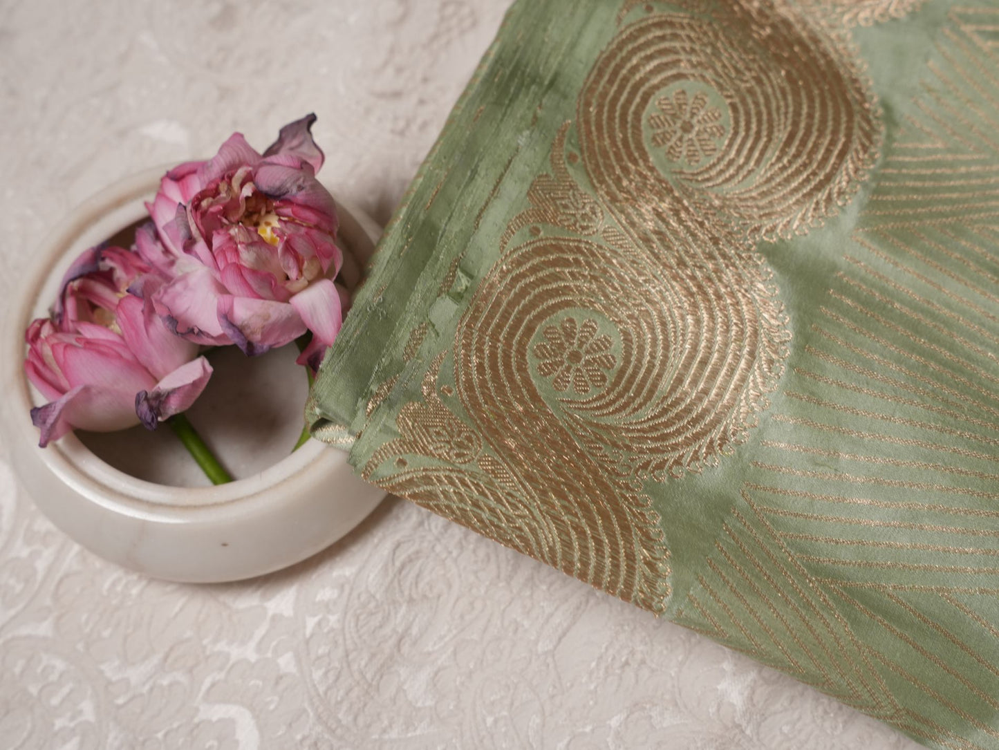 Sage Green Paisley Banarasi Saree