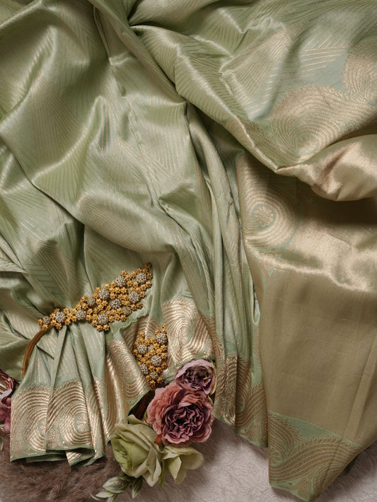 Sage Green Paisley Banarasi Saree