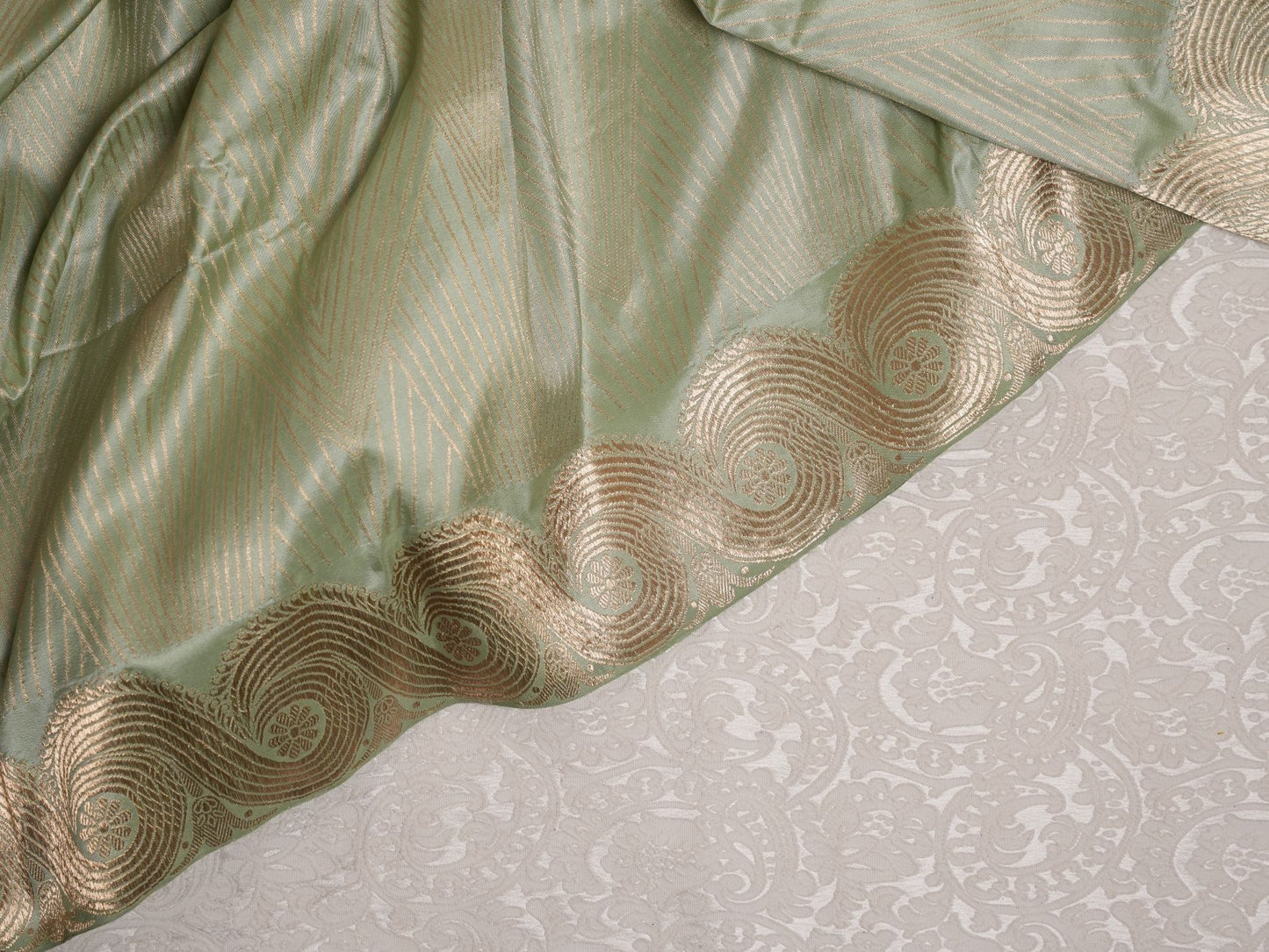 Sage Green Paisley Banarasi Saree