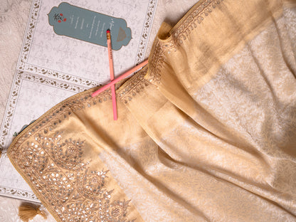 Ivory Ecru Kanjivaram with Tori Gota Embroidery