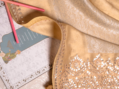 Ivory Ecru Kanjivaram with Tori Gota Embroidery