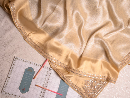 Ivory Ecru Kanjivaram with Tori Gota Embroidery