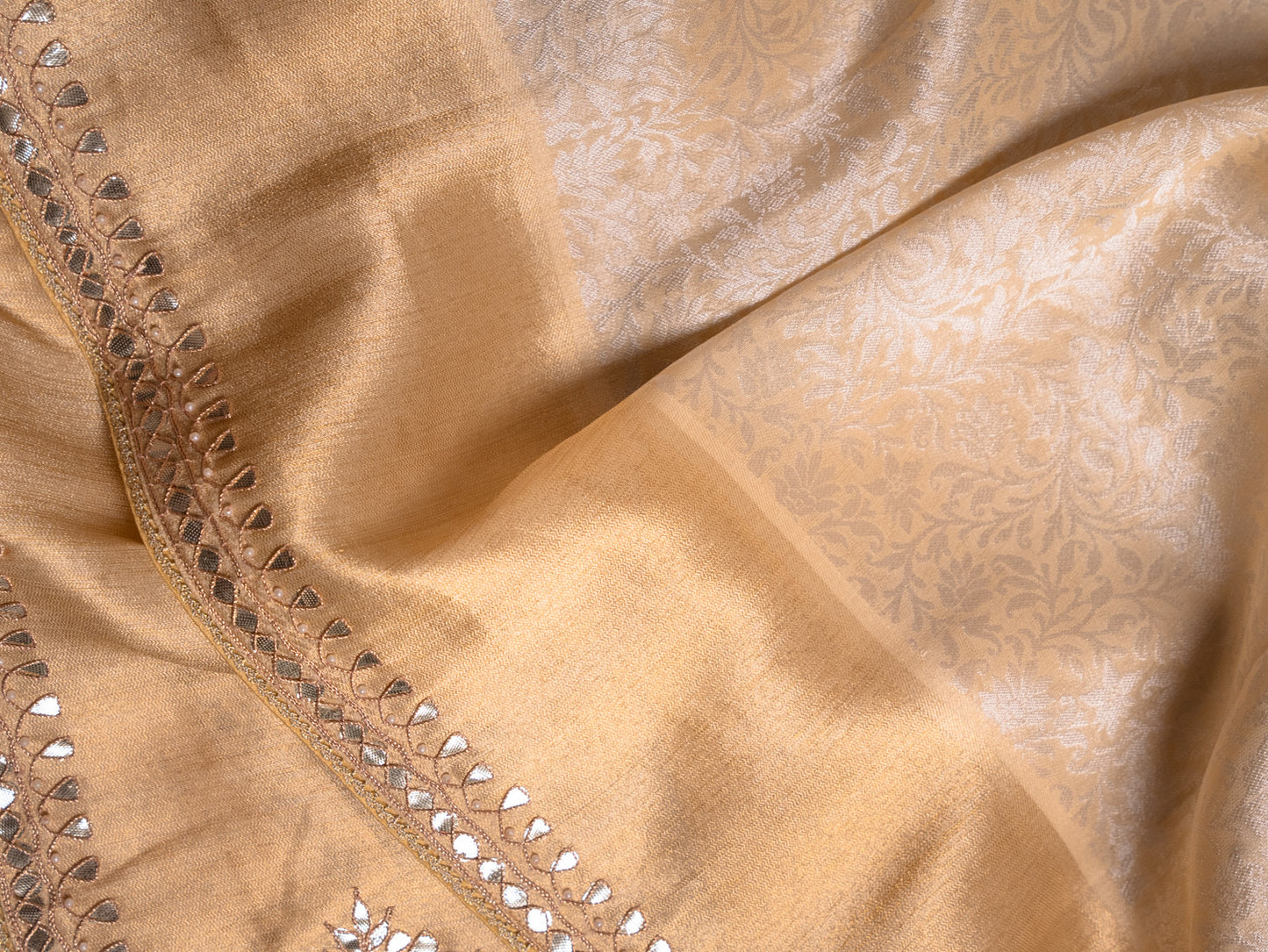 Ivory Ecru Kanjivaram with Tori Gota Embroidery