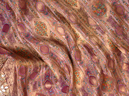 Lavender tanchoi silk saree with gota embroidery