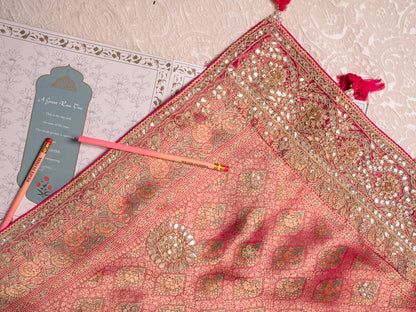 Blush Pink Tanchoi Silk Saree with Gota Work