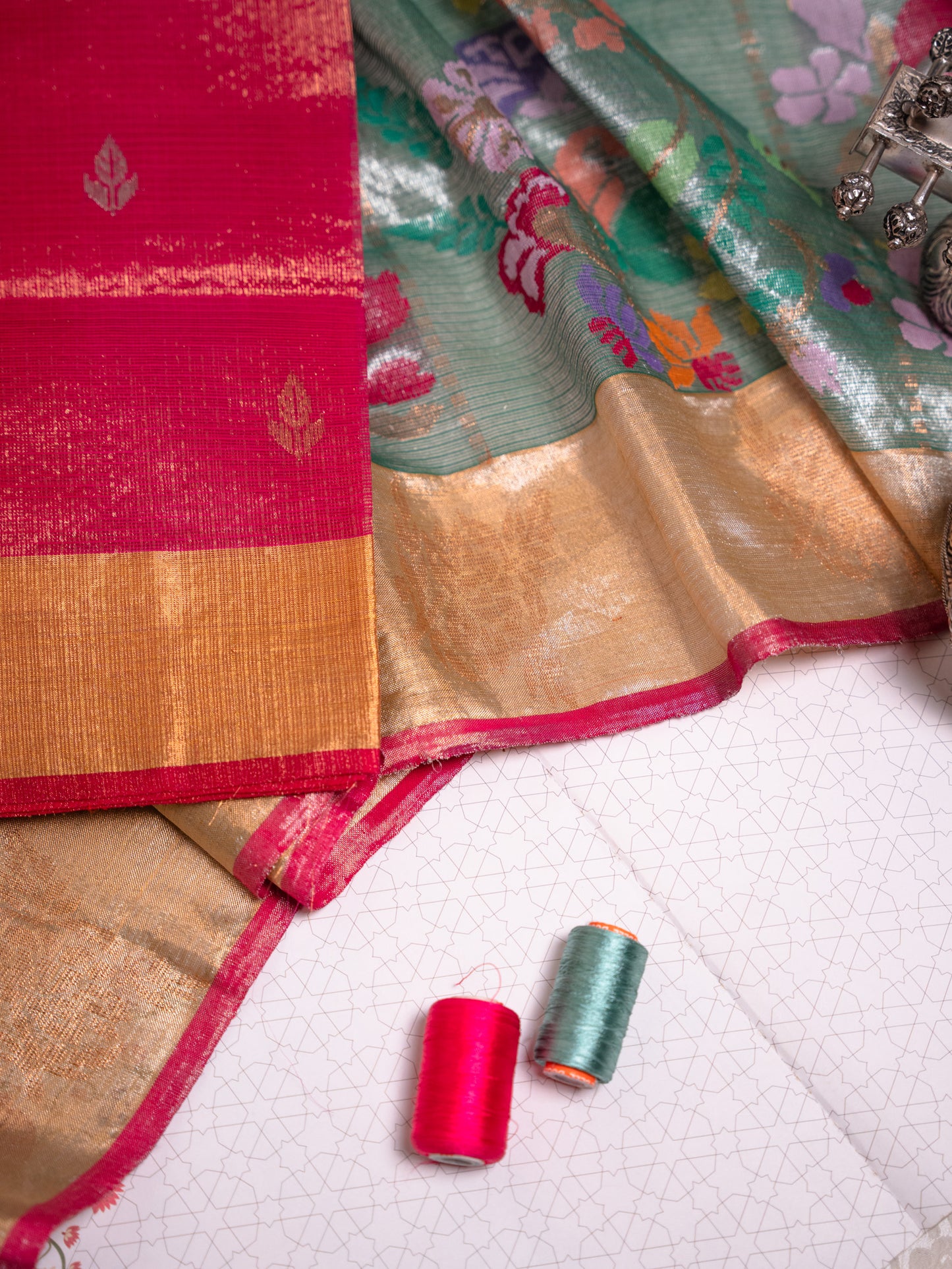 Turquoise All-Over Paithani real zari Kota Saree