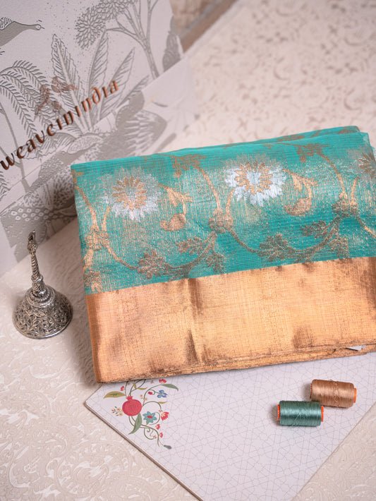 Light Teal Blue Kota Saree