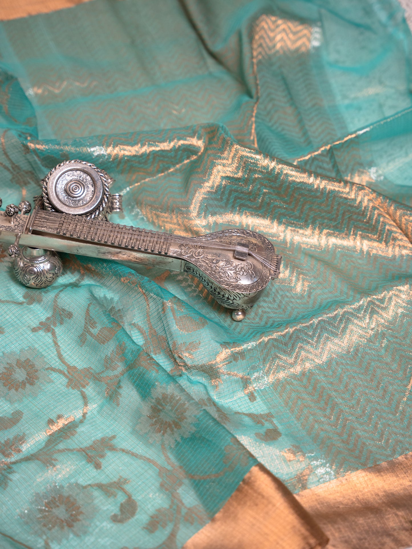 Light Teal Blue Kota Saree