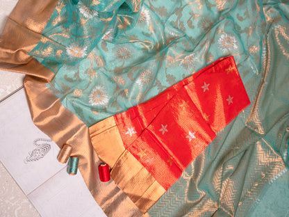 Light Teal Blue Kota Saree
