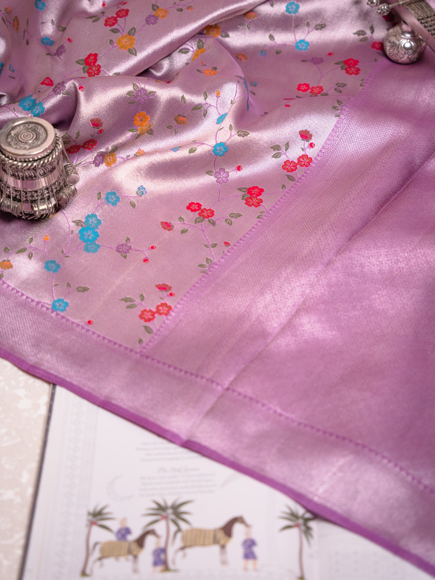 Pastel Purple Tissue Georgette Saree with Paithani Border