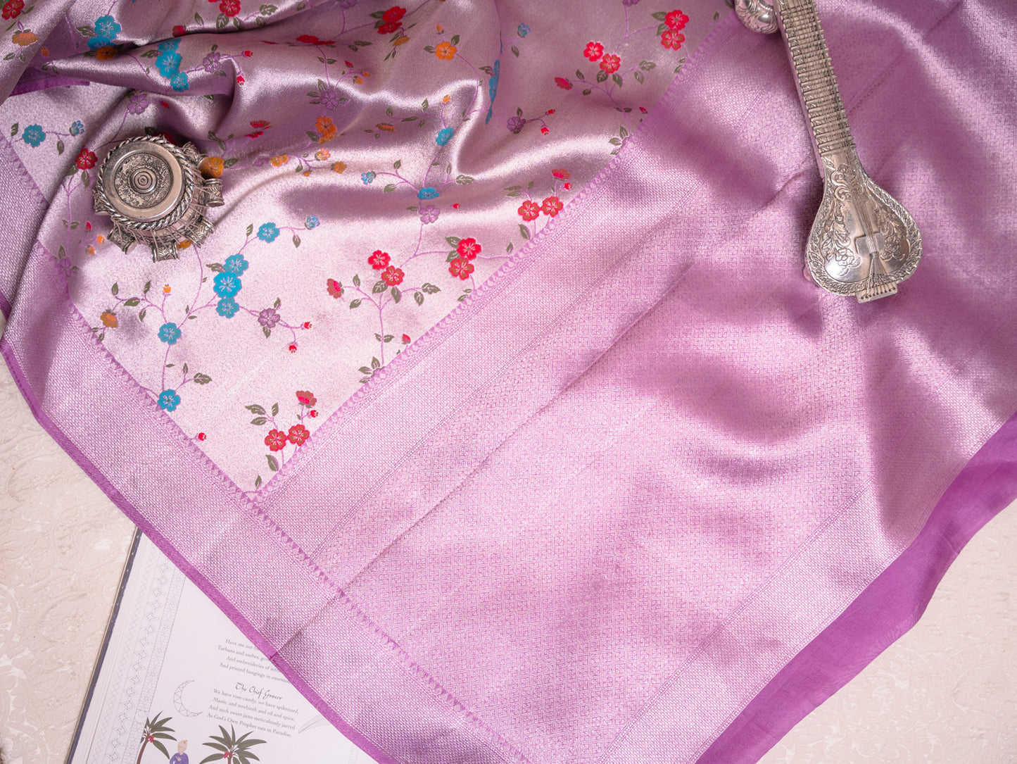 Pastel Purple Tissue Georgette Saree with Paithani Border