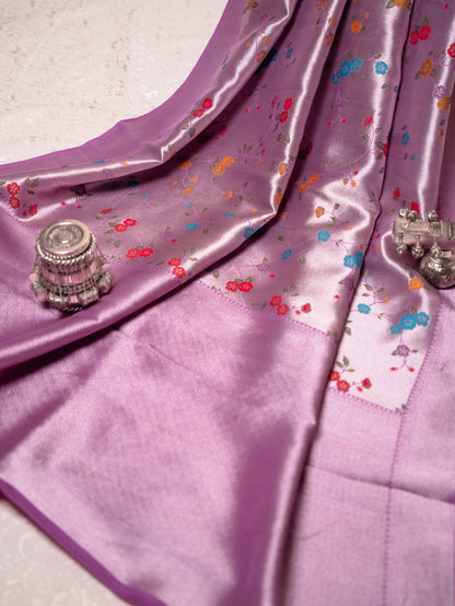 Pastel Purple Tissue Georgette Saree with Paithani Border