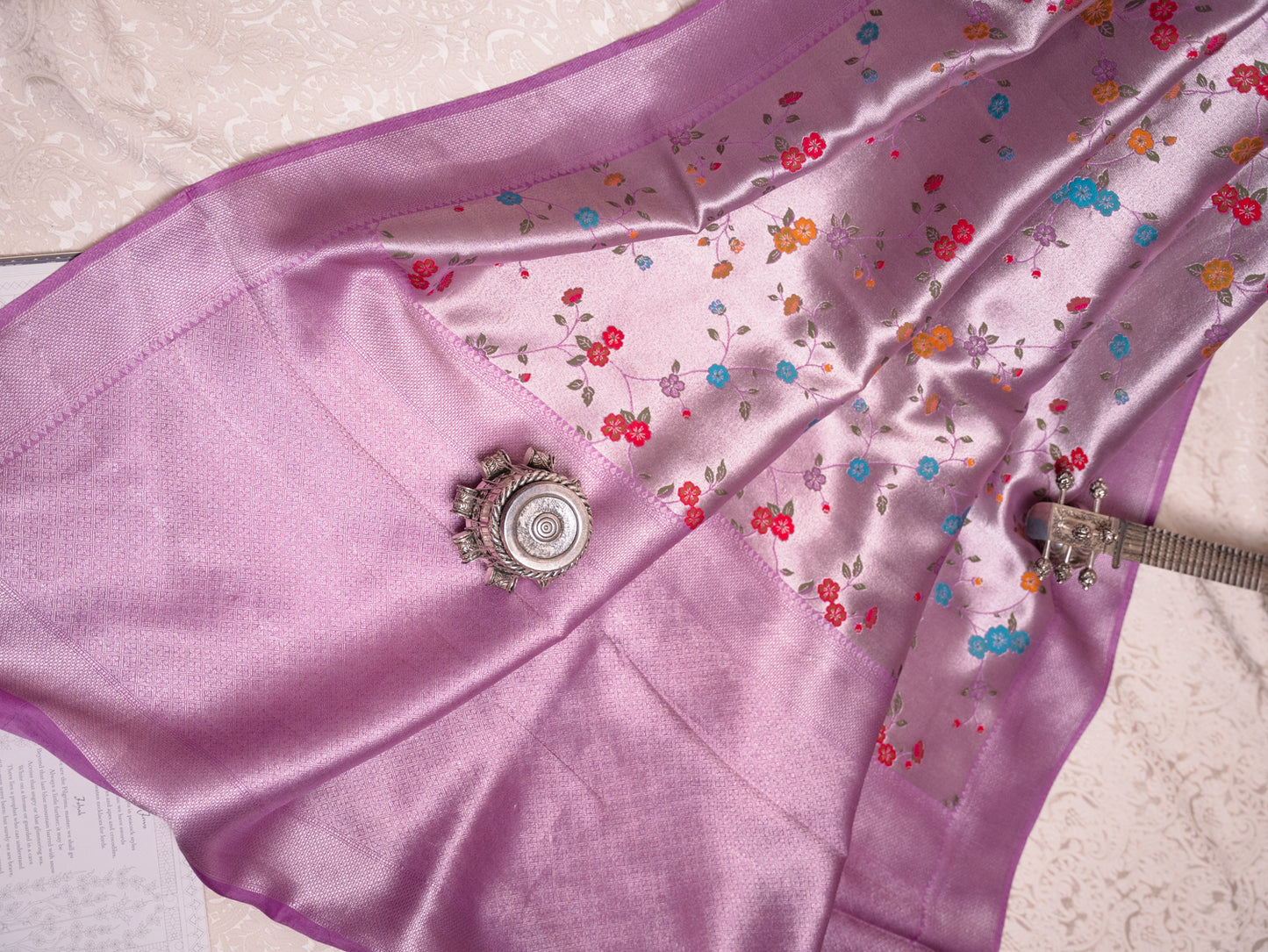 Pastel Purple Tissue Georgette Saree with Paithani Border