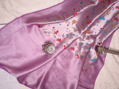 Pastel Purple Tissue Georgette Saree with Paithani Border