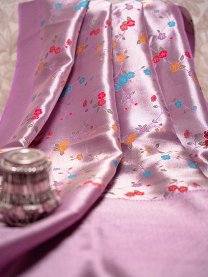 Pastel Purple Tissue Georgette Saree with Paithani Border