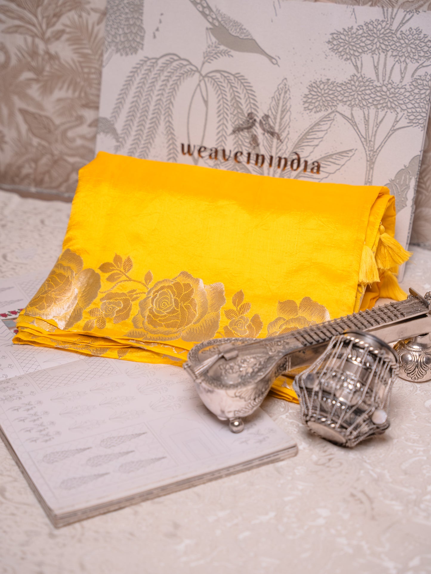 Radiant Sun Yellow Silk Saree with Brocade Blouse