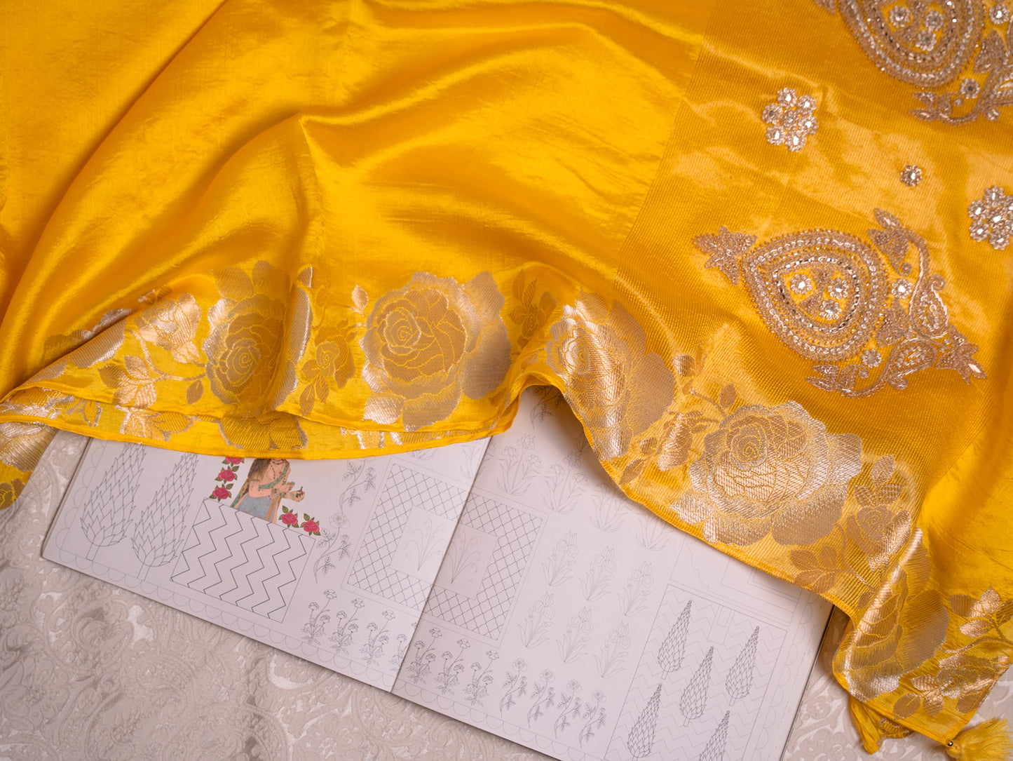 Radiant Sun Yellow Silk Saree with Brocade Blouse