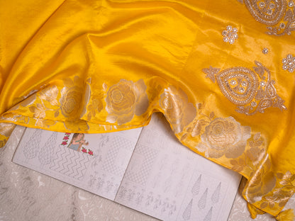 Radiant Sun Yellow Silk Saree with Brocade Blouse