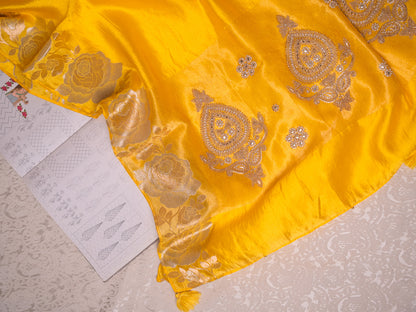 Radiant Sun Yellow Silk Saree with Brocade Blouse