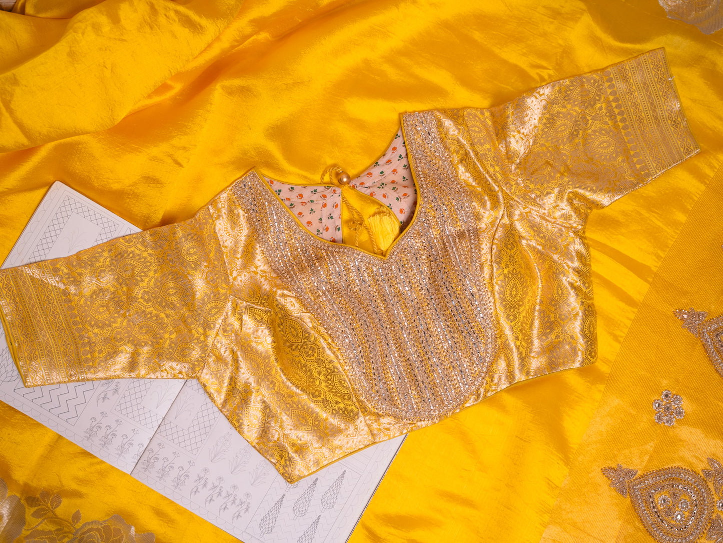 Radiant Sun Yellow Silk Saree with Brocade Blouse