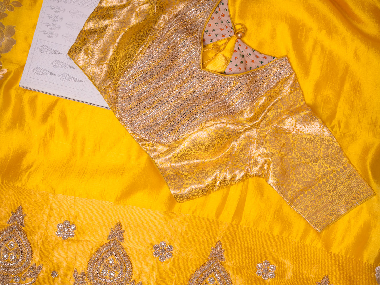 Radiant Sun Yellow Silk Saree with Brocade Blouse