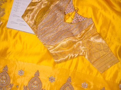 Radiant Sun Yellow Silk Saree with Brocade Blouse