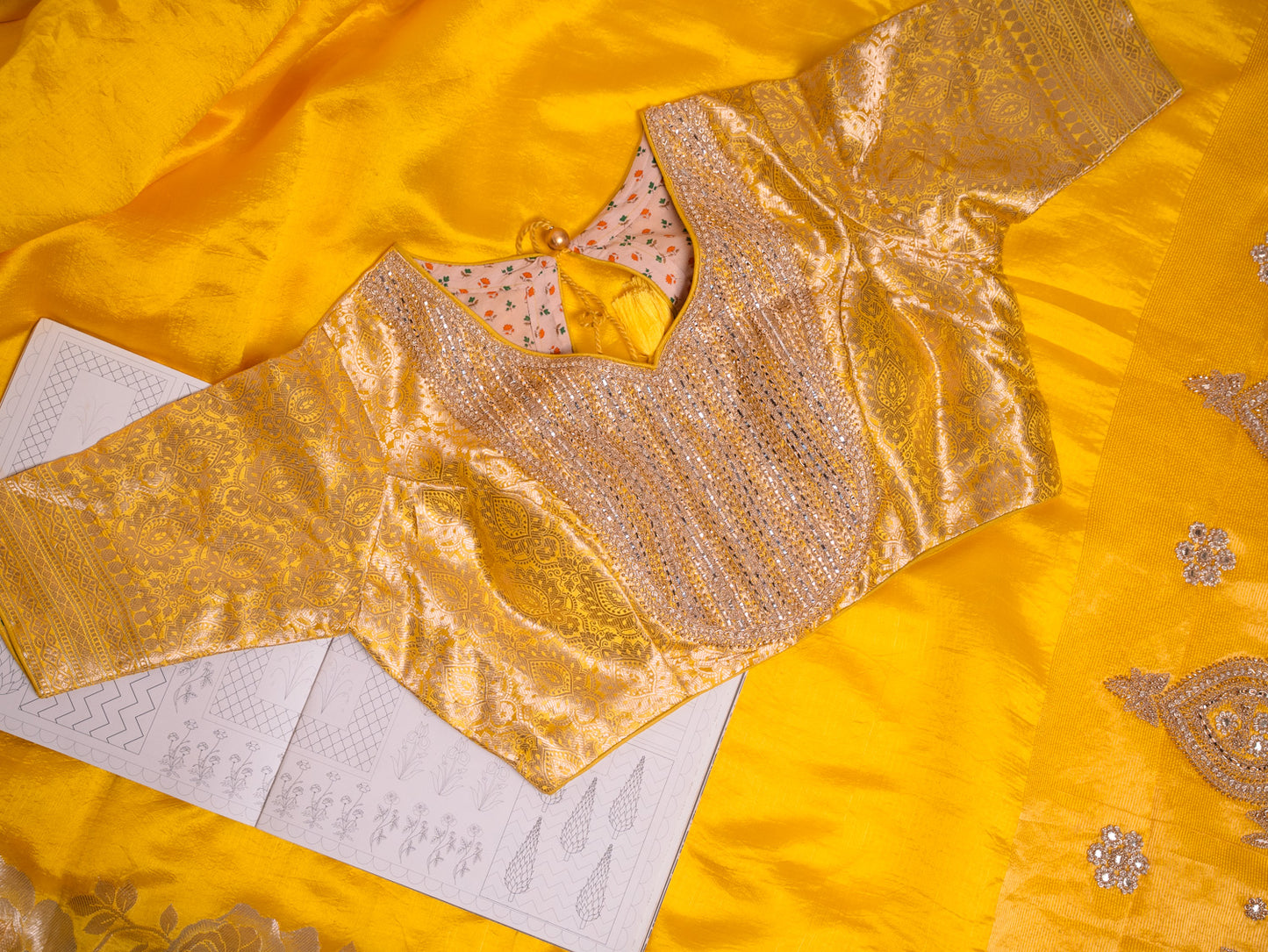 Radiant Sun Yellow Silk Saree with Brocade Blouse