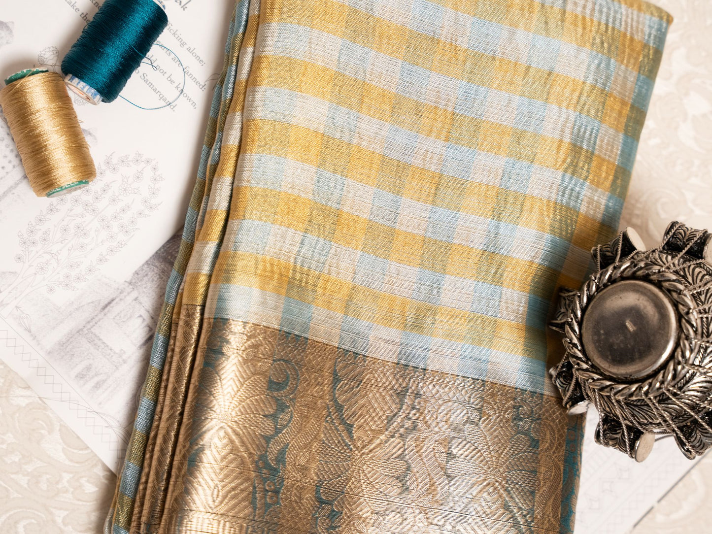 Madras Checks Silk  - Green