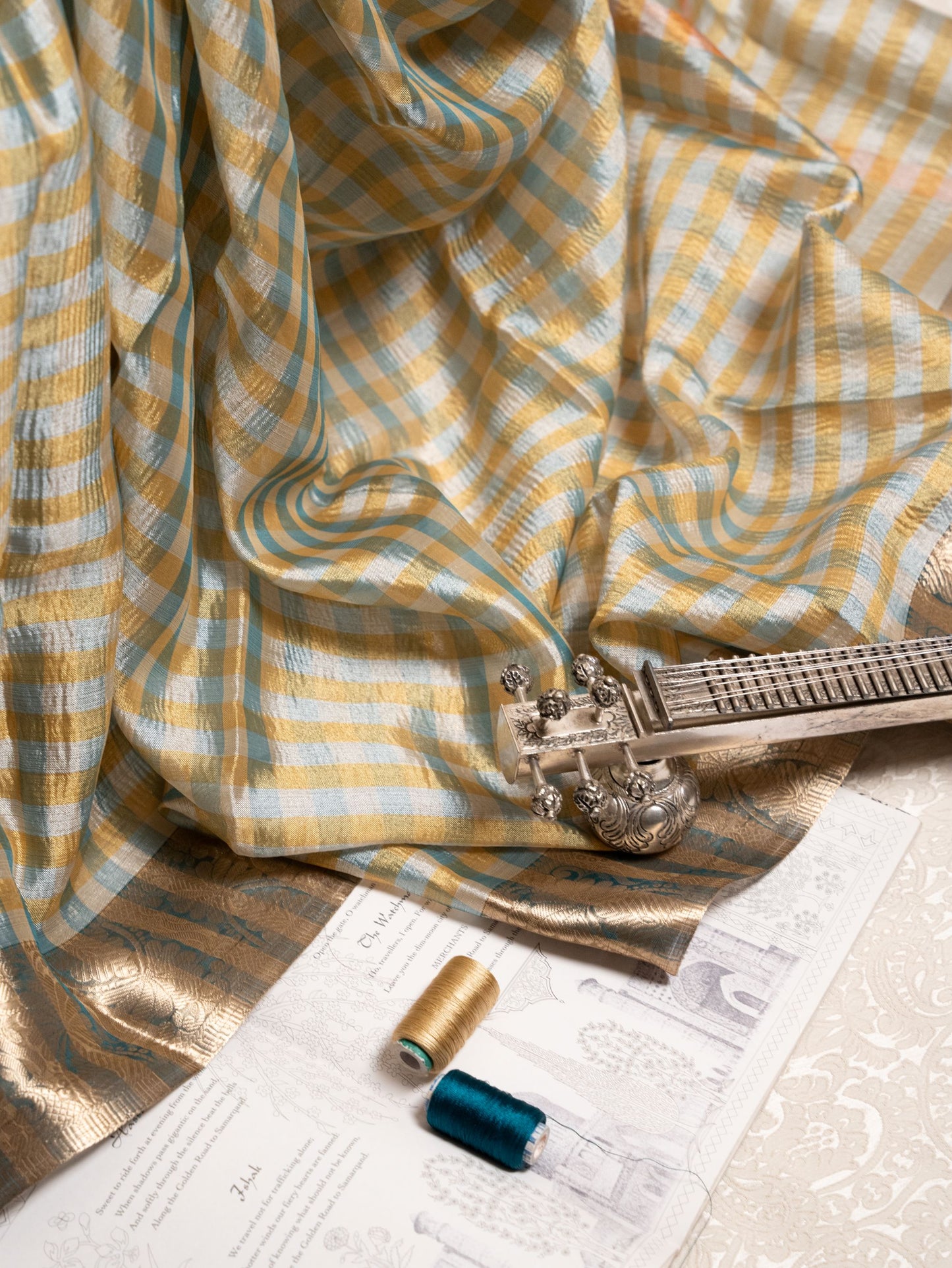 Madras Checks Silk  - Green