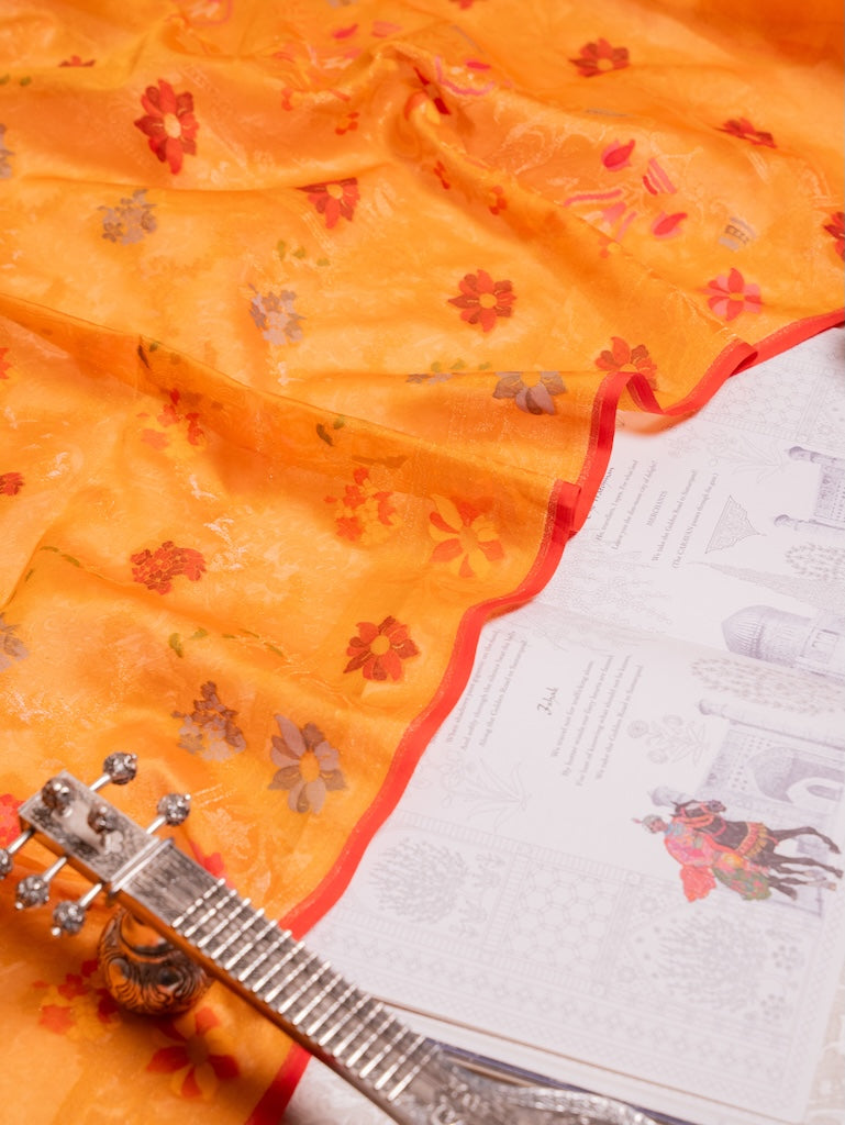 Mustard Kadwa Jamdani Saree