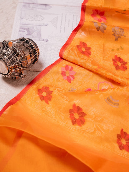 Mustard Kadwa Jamdani Saree