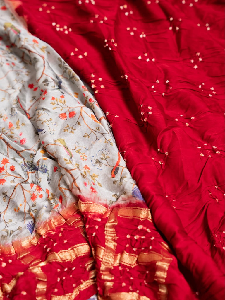 Rohini  - Pichwai Bandhini Silk Saree - Blue