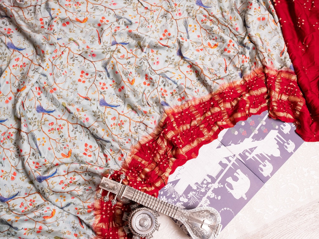 Rohini  - Pichwai Bandhini Silk Saree - Blue