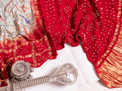 Rohini  - Pichwai Bandhini Silk Saree - Blue