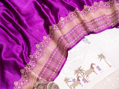Purple Mashru Silk Saree with Gold Tiny Buttis