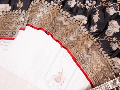 Black Banarasi Silk Saree with Gold Zari Pallu