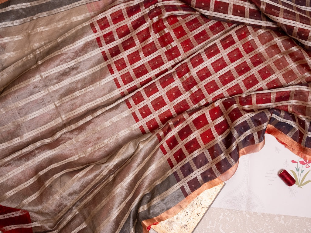 PHAGUN -Maroon Checks