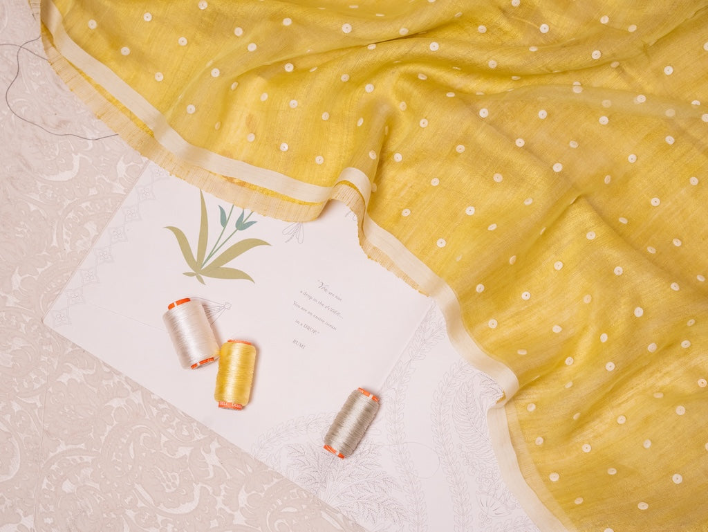 PHAGUN - Lime Green Shell Saree