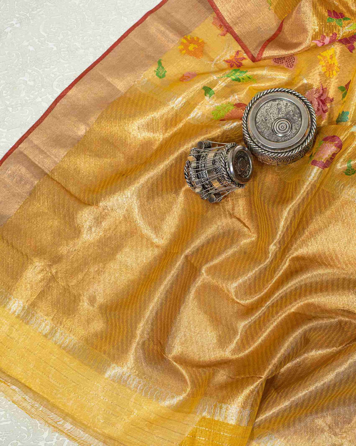Mustard Gold Real Zari Double Tissue Kota Saree