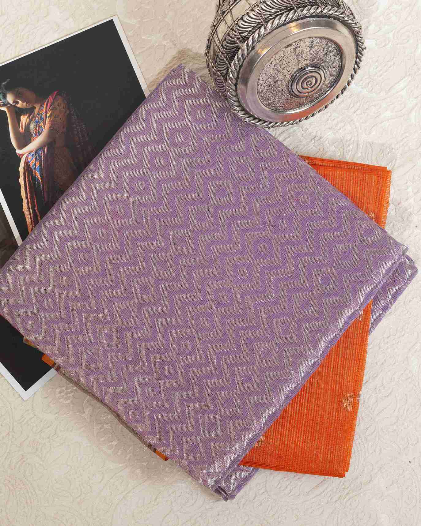 Lilac Handwoven Real Zari Double Tissue Kota Saree