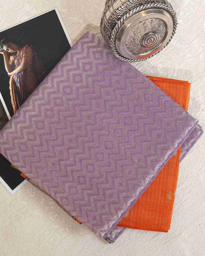 Lilac Handwoven Real Zari Double Tissue Kota Saree