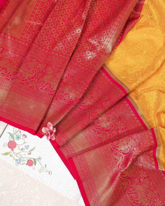 Elan Zari Kanjivaram Chikankari Saree