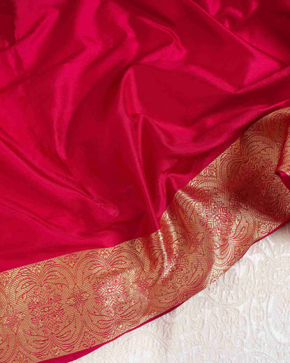 Handwoven Deep Rani Pink Banarasi Katan Silk Saree