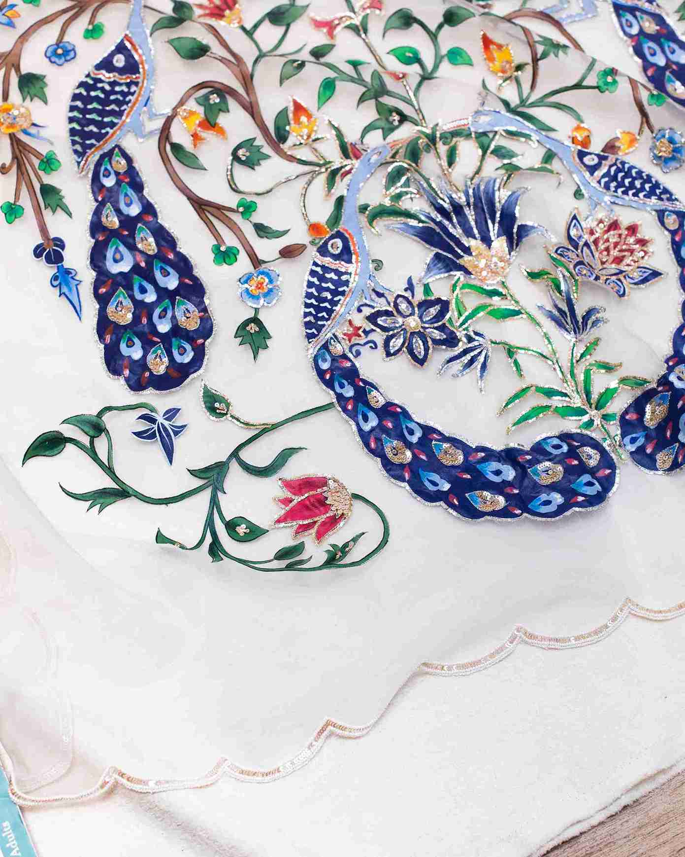 Offwhite Hand Painted Organza Sari