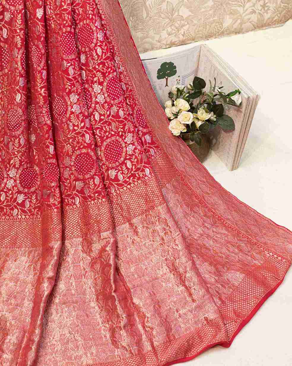 Rani Pink Bandhini Handwoven Sari