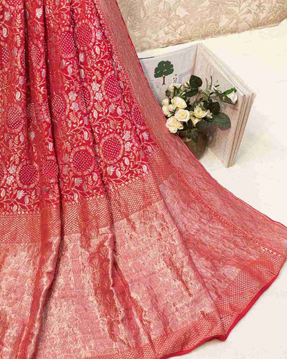 Rani Pink Bandhini Handwoven Sari